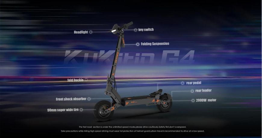 Електросамокат KUGOO KIRIN G4 (2000 Вт; 20 А/год; 60 В), чорний Kk-G4 фото
